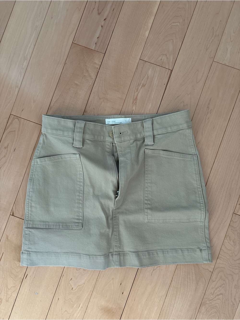 Casual Khaki Utility Mini Skirt